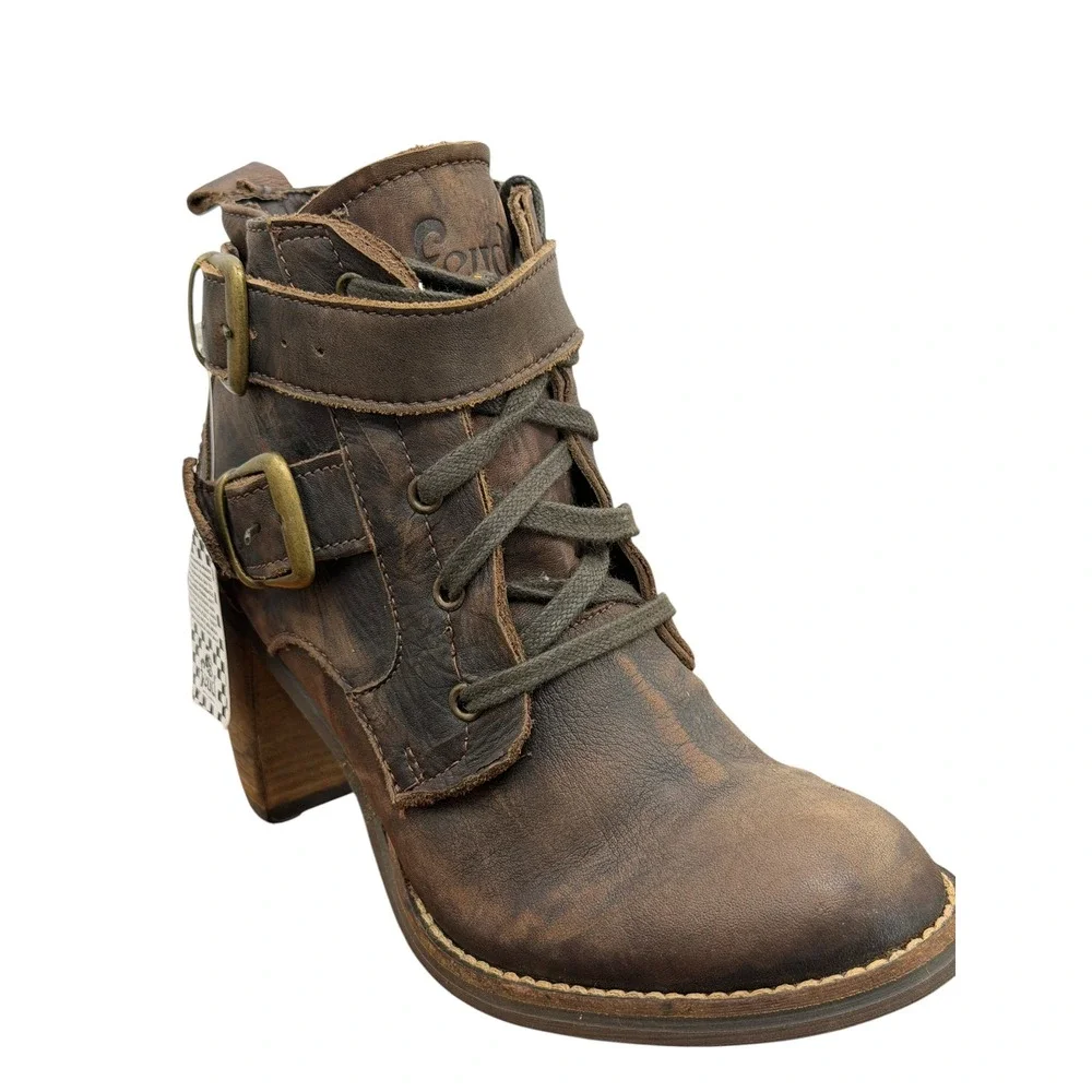Free People Feud Britannia Steampunk Boots Women 7.5 Brown Western Leather NEW